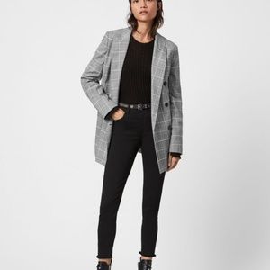 AllSaints Women's Gray Astrid Check Blazer